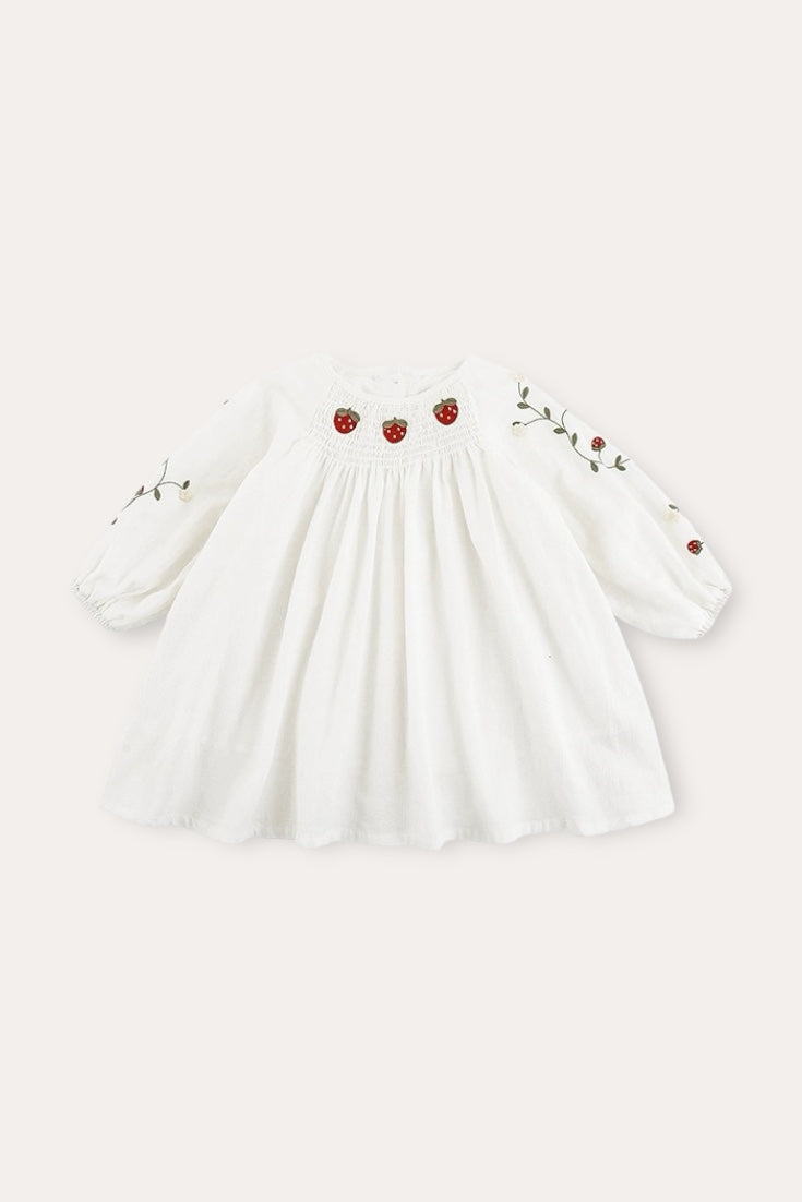 Loen Straberry Dress | White