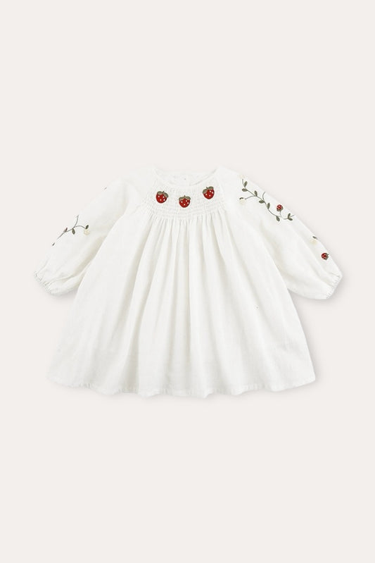 Loen Straberry Dress | White