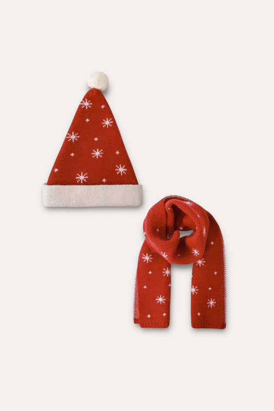 Pem Christmas Knitted Hat & Scarf | Red