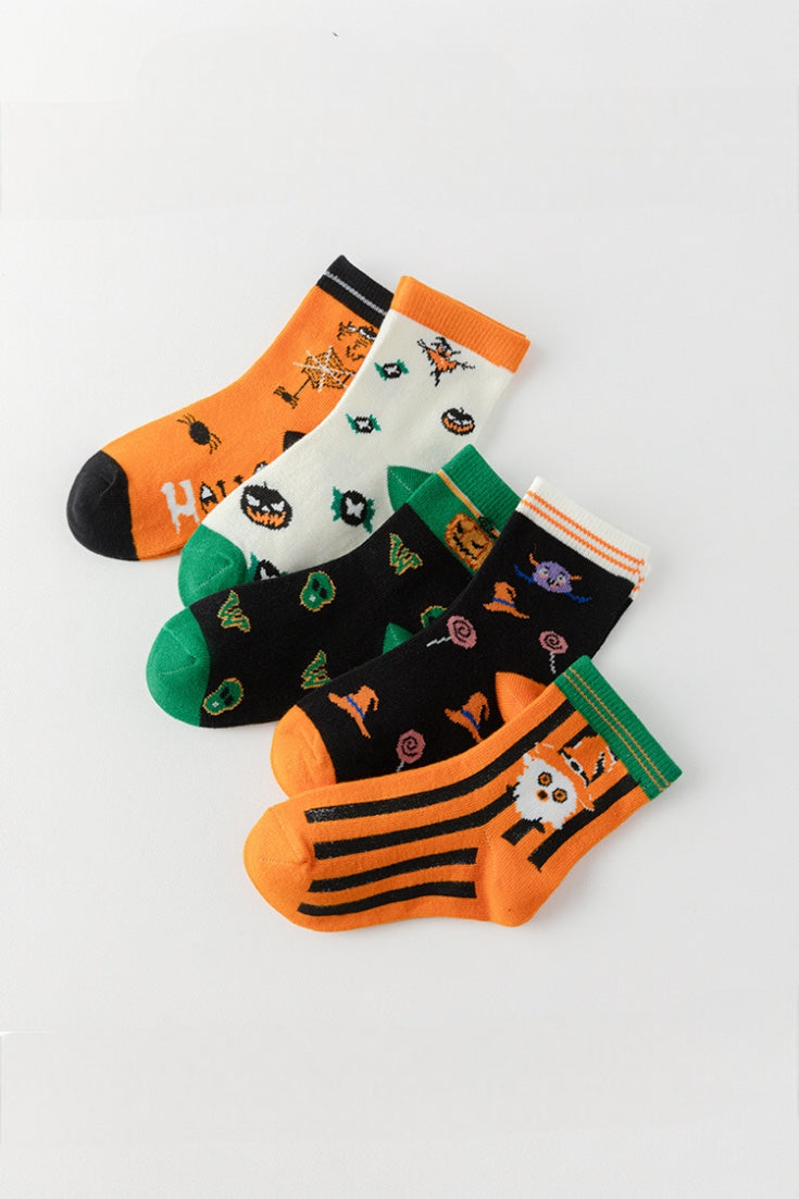 5 Pack Halloween Socks | Orange