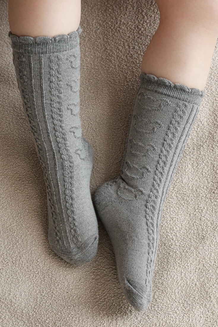 Twisted Bear Embossed Socks | Gray