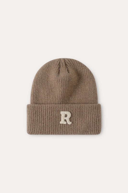 Ribbed Wool Beanie Hat | Khaki