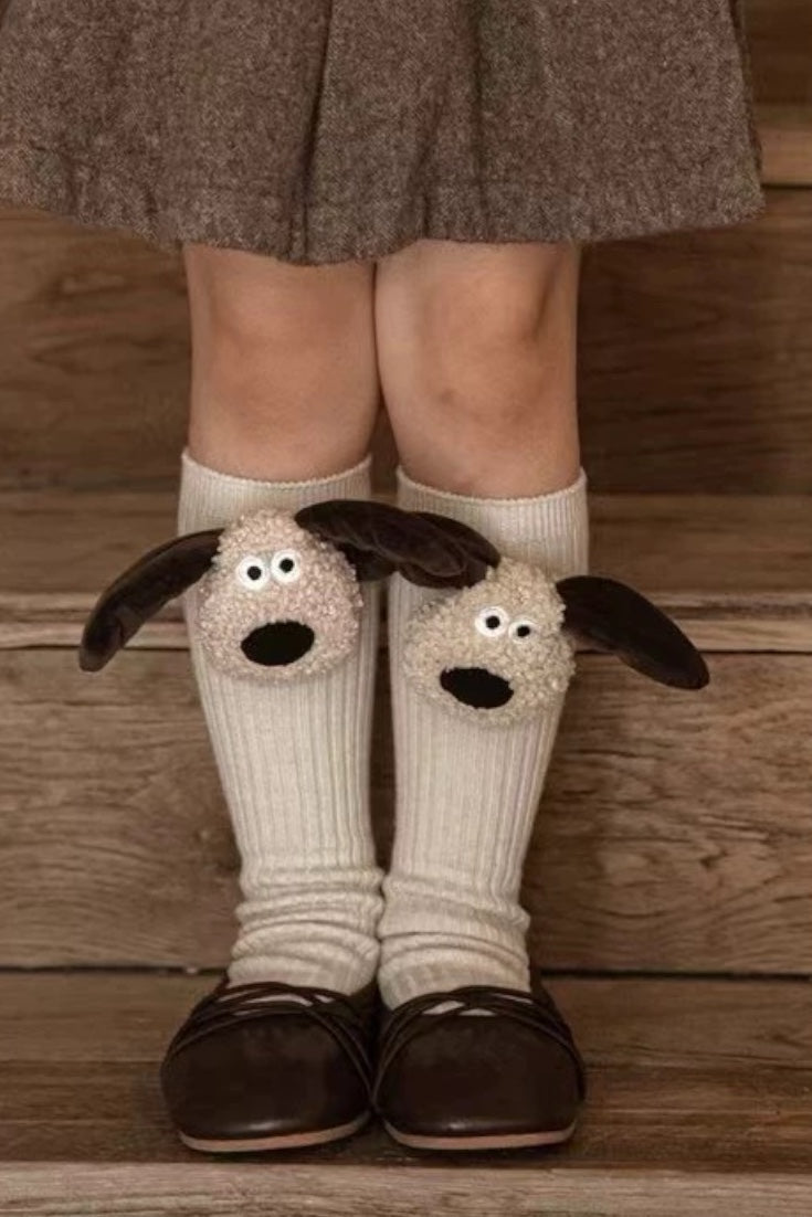 Teddy Dog Socks | Beige