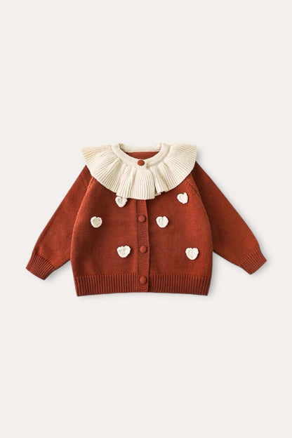 Lohle Heart Cardigan | Brownish Red