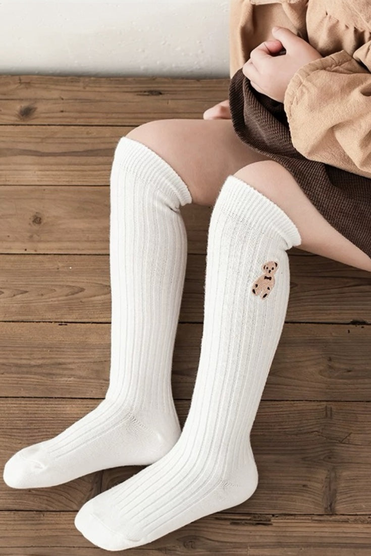 Teddy Bear Socks | White