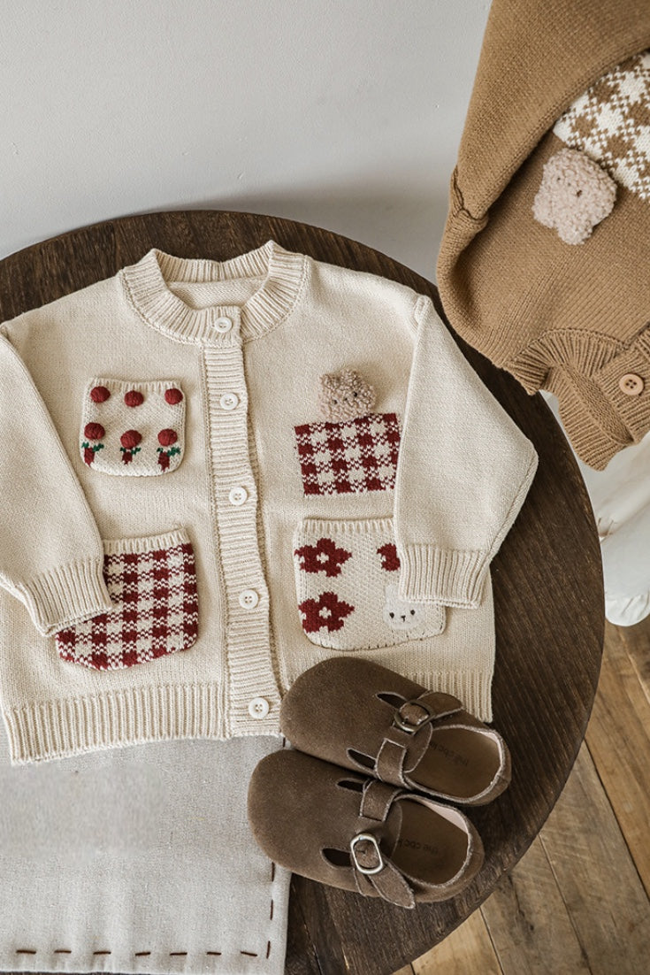 Teddy Bunny Cardigan | Beige And Brown