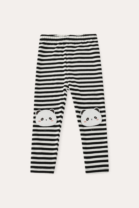 Panda Striped Leggings | Black White