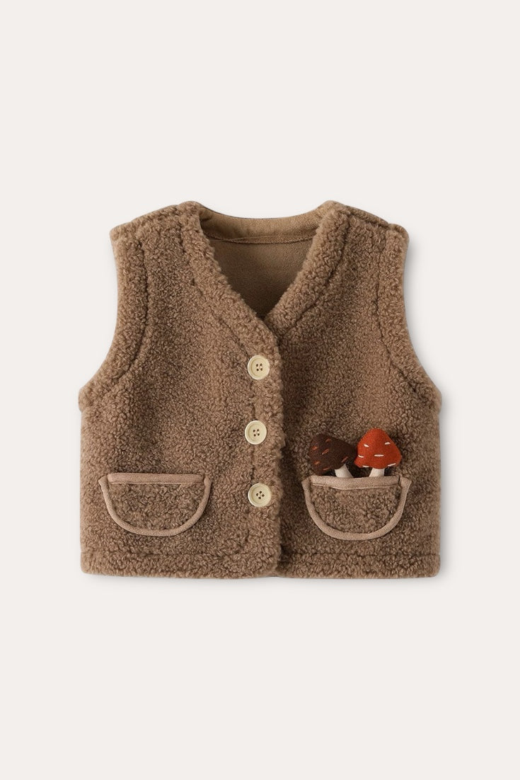 Mushrooms Wool Vest | Beige