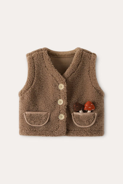 Mushrooms Wool Vest | Brown