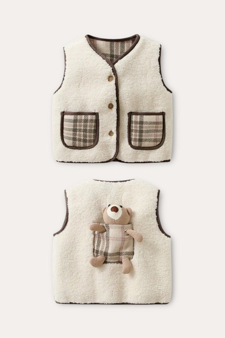 Teddy Bear Wool Vest | Beige