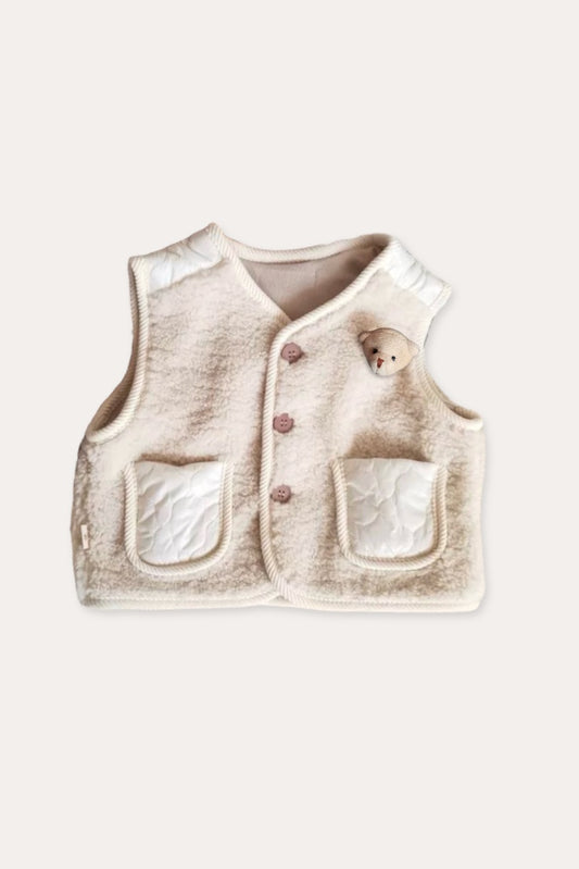 Teddy Bear Wool Vest | Beige