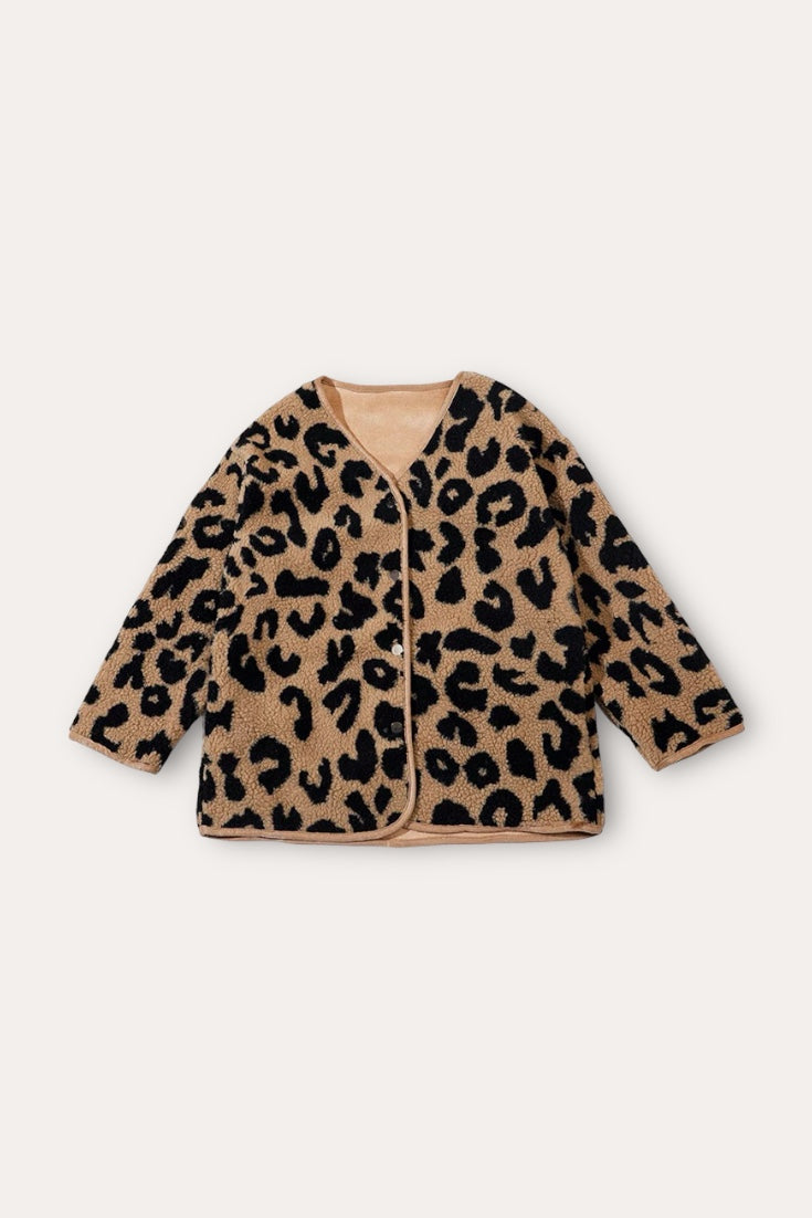 Leopard Wool Jacket | Brown