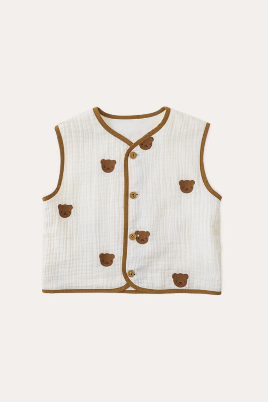 Bear Vest Button | Beige