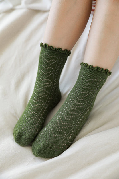 Lettuce Hem Ankle Socks | Green