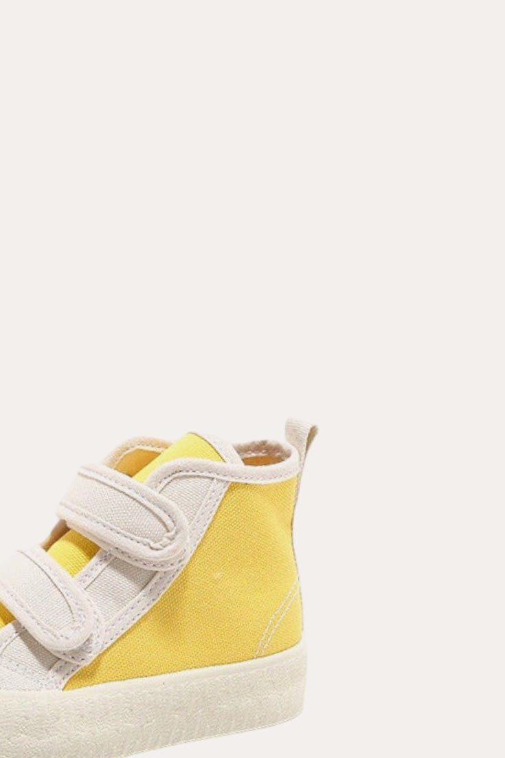 Patchwork Canvas High Sneakers | Yellow