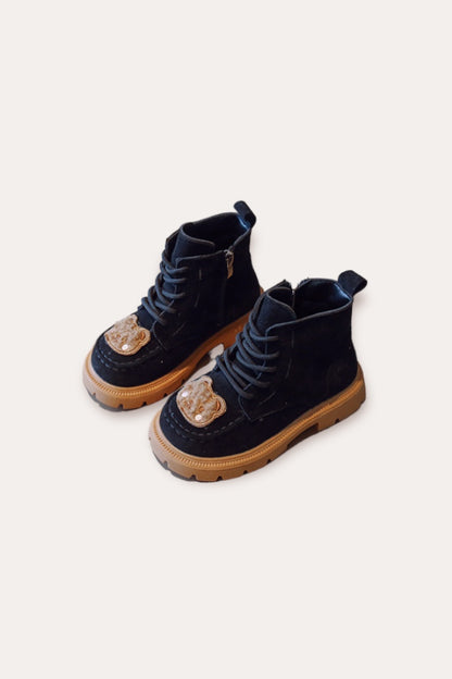  Split Suede Bear Boots | Black