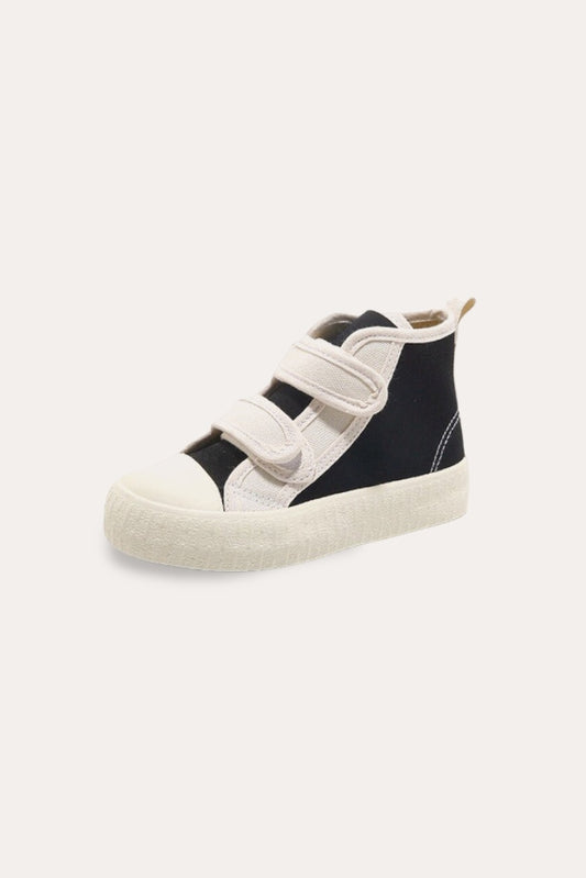 Patchwork Canvas High Sneakers | Black