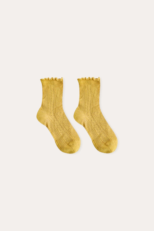 Lettuce Hem Ankle Socks | Yellow