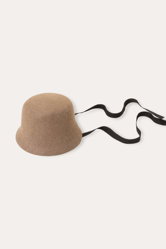 Lydia Merino Wool Felt Cloche Hat | Khaki