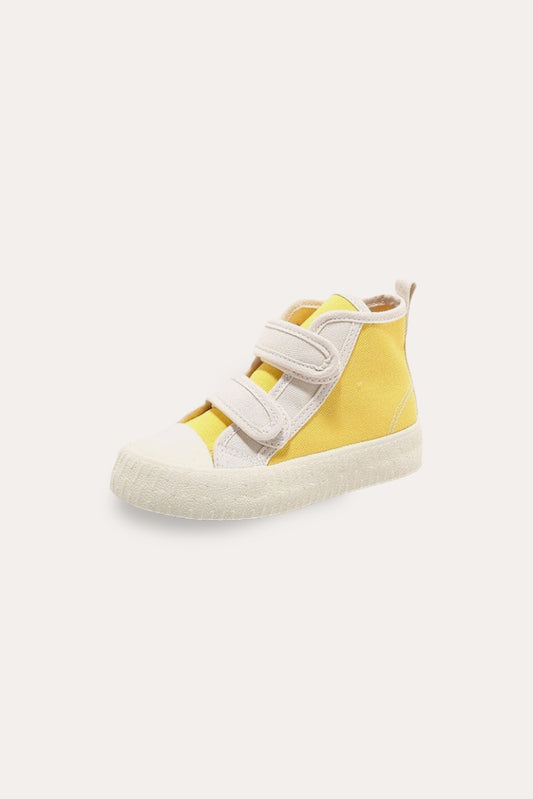 Patchwork Canvas High Sneakers | Yellow