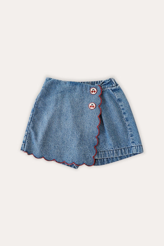 Cherry Denim Shorts | Blue