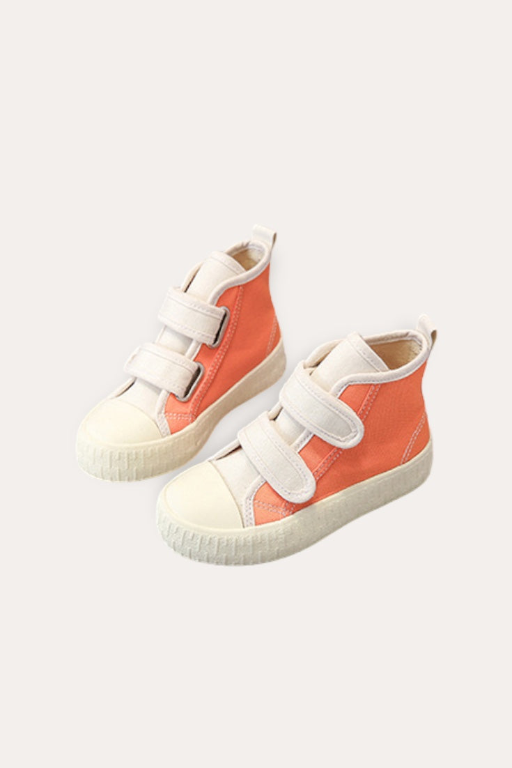 Patchwork Canvas High Sneakers | Orange