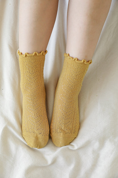 Lettuce Hem Ankle Socks | Yellow