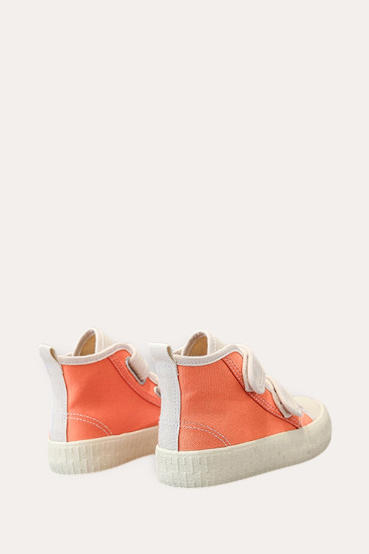 Patchwork Canvas High Sneakers | Orange