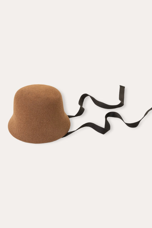 Lydia Merino Wool Felt Cloche Hat | Camel