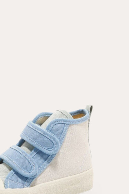 Patchwork Canvas High Sneakers | Blue