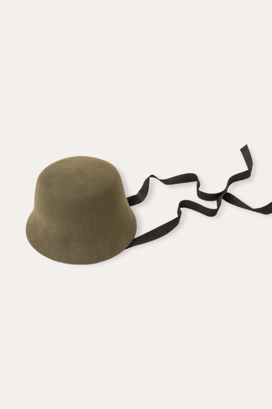 Lydia Merino Wool Felt Cloche Hat | Army Green