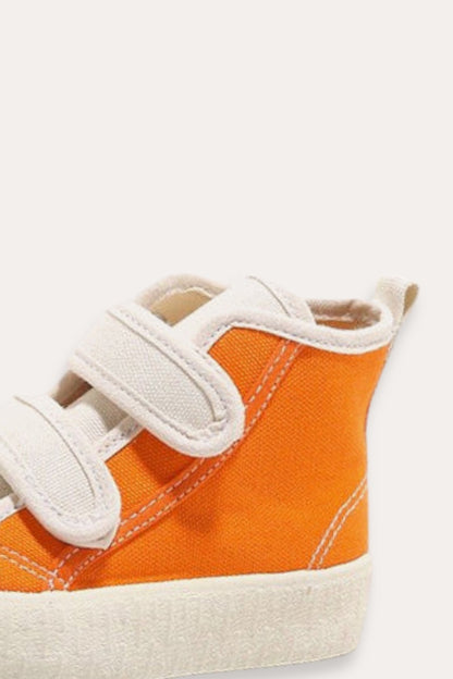 Patchwork Canvas High Sneakers | Orange