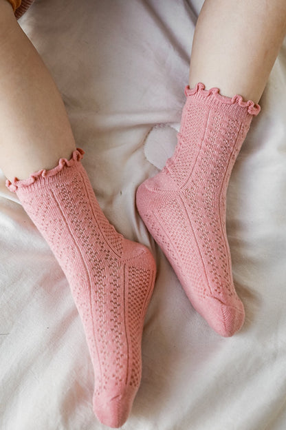 Lettuce Hem Ankle Socks | Pink