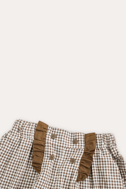 High Waisted Checked Short | Brown Beige