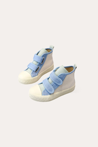 Patchwork Canvas High Sneakers | Blue