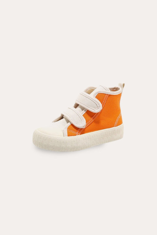 Patchwork Canvas High Sneakers | Orange