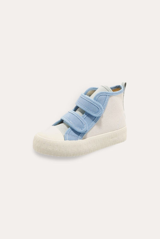 Patchwork Canvas High Sneakers | Blue