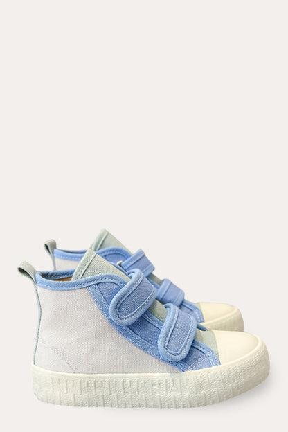 Patchwork Canvas High Sneakers | Blue