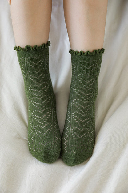 Lettuce Hem Ankle Socks | Green