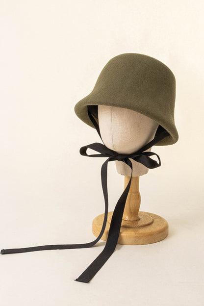 Lydia Merino Wool Felt Cloche Hat | Army Green