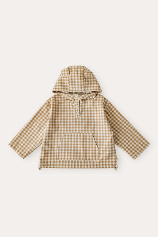 Bear Flip Checkered Hooded Jacket | Khaki