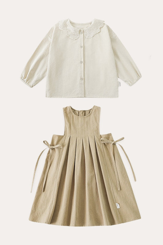 Keyla Dress | Beige & Light Brown