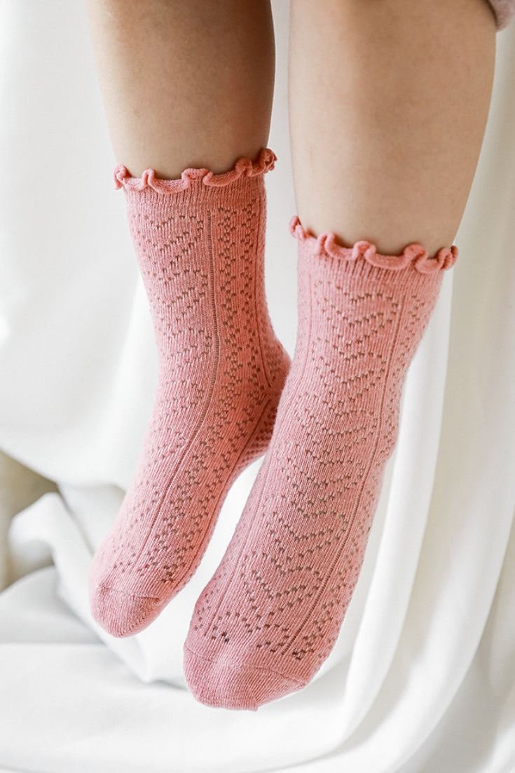 Lettuce Hem Ankle Socks | Pink