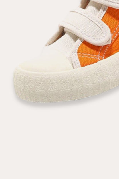 Patchwork Canvas High Sneakers | Orange