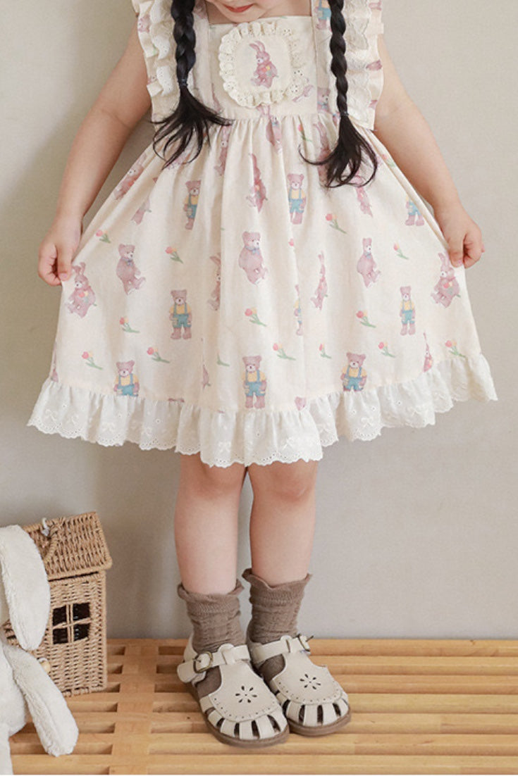 Bunny and Teddy Dress | Beige