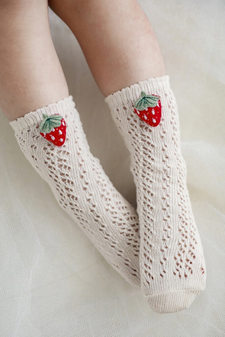 Strawberry Socks | Beige