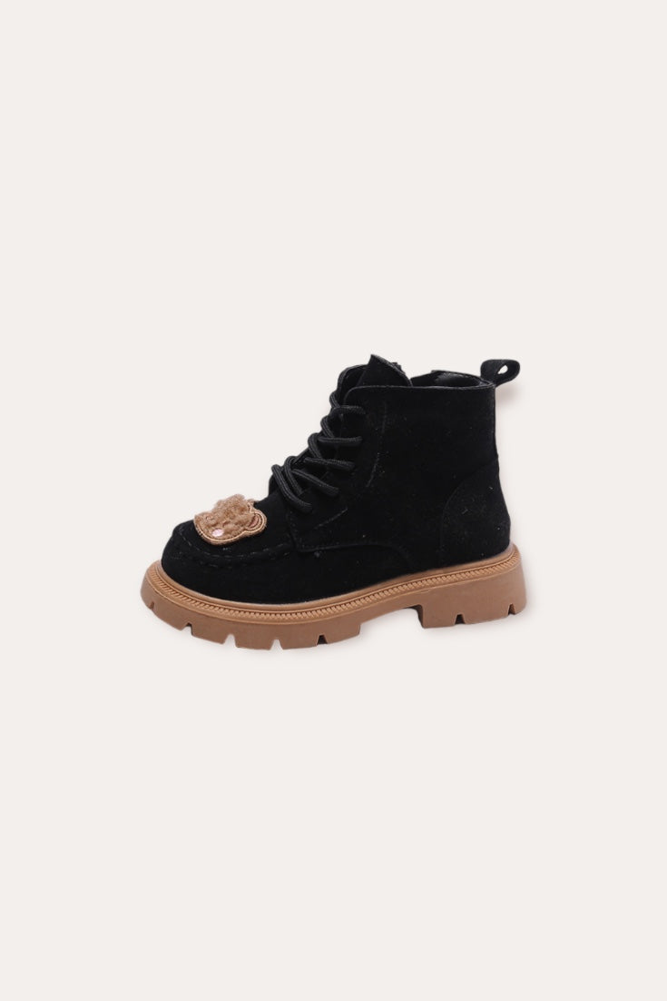  Split Suede Bear Boots | Black