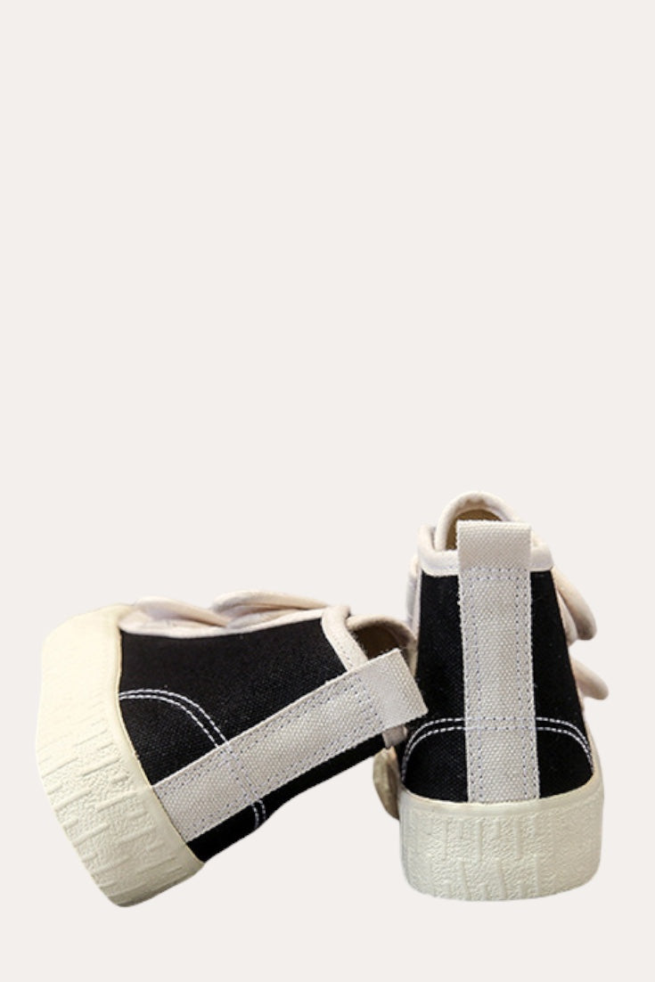 Patchwork Canvas High Sneakers | Black