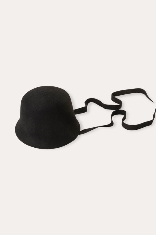 Lydia Merino Wool Felt Cloche Hat | Black