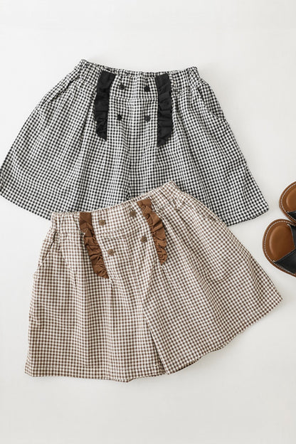 High Waisted Checked Short | Brown Beige